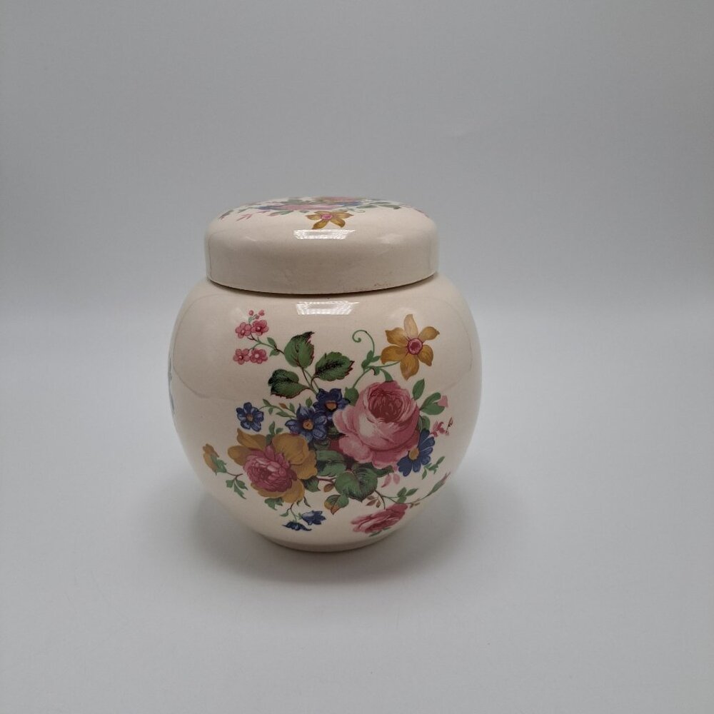 Sadler England Floral Design Ceramic Ginger Jar Lidded Storage Dish